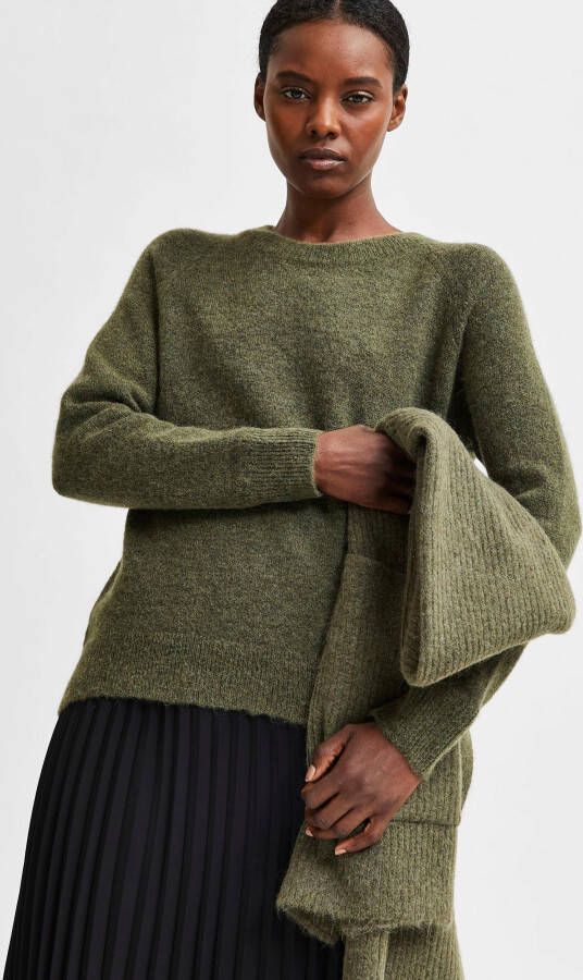 SELECTED FEMME Trui met ronde hals SLFLULU in gemêleerde look