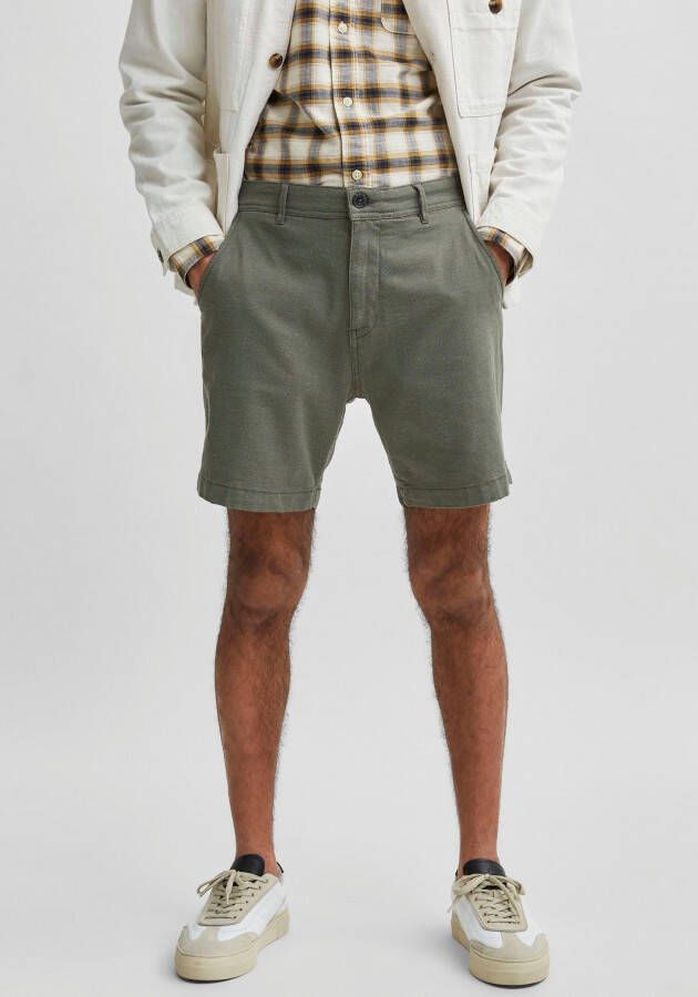 SELECTED HOMME straight fit chino short Storm met biologisch katoen groen