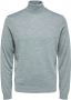 Selected Homme Grijze Coltrui Town Merino Coolmax Knit Roll B - Thumbnail 11