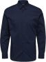 Donkerblauwe Selected Homme Klassiek Overhemd Slimmichigan Shirt Ls B - Thumbnail 9
