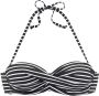 S.Oliver voorgevormde gestreepte strapless bandeau bikinitop zwart wit - Thumbnail 3