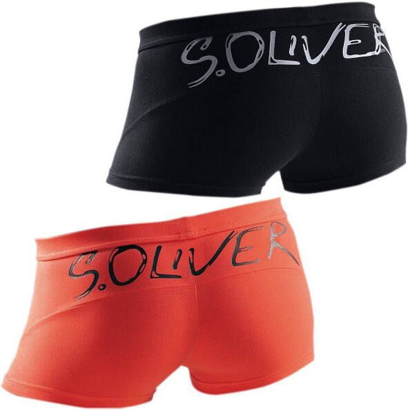 s.Oliver RED LABEL Beachwear Boxershort in hipstermodel met groot logo-opschrift (set 2 stuks)