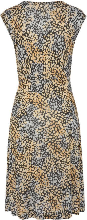 s.Oliver RED LABEL Beachwear Jerseyjurk met all-over print en v-hals zomerjurk met wikkellook