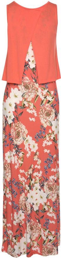 s.Oliver RED LABEL Beachwear Maxi-jurk gelaagde look bloemenprint zomerjurk strandjurk