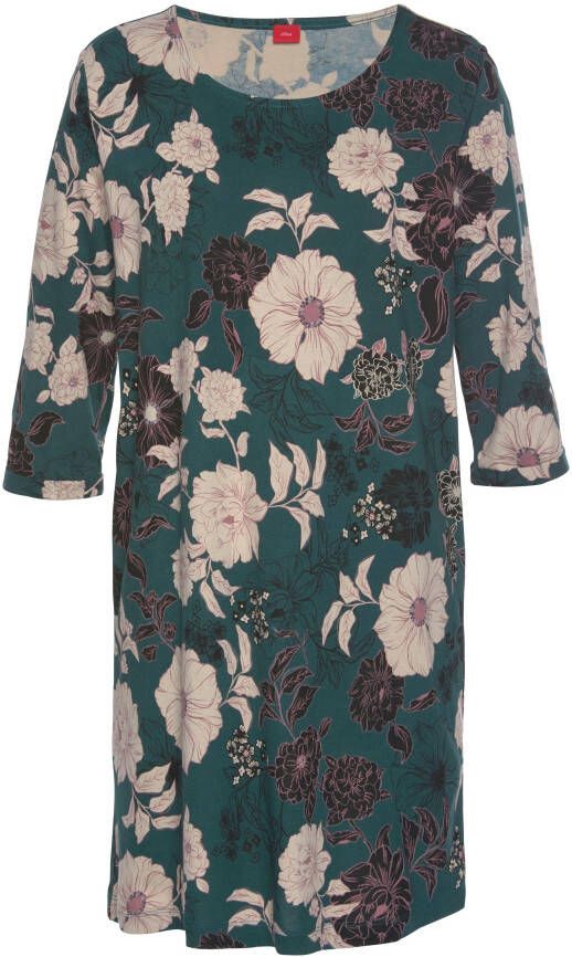 s.Oliver RED LABEL Beachwear Nachthemd bloemmotief met 3 4-mouwen