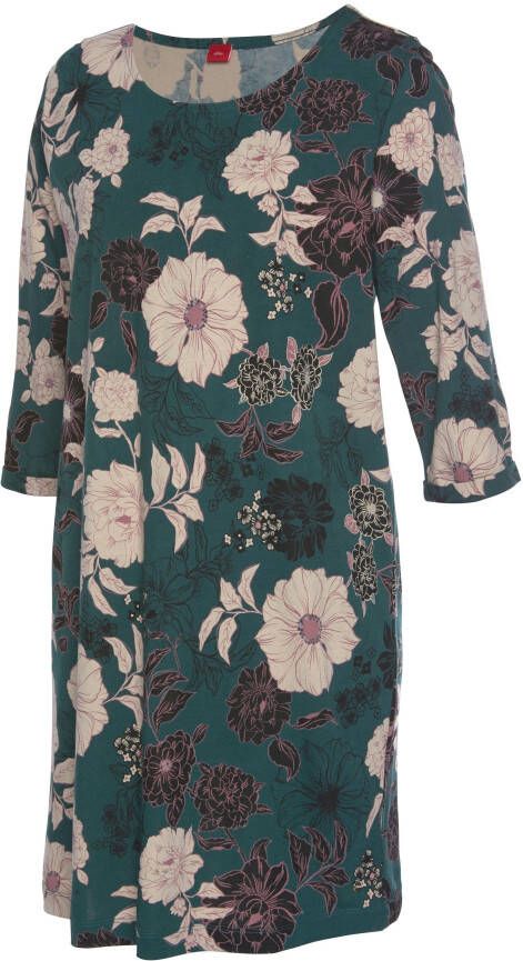 s.Oliver RED LABEL Beachwear Nachthemd bloemmotief met 3 4-mouwen