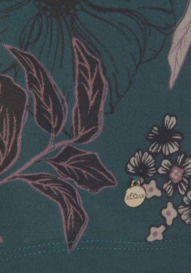 s.Oliver RED LABEL Beachwear Nachthemd bloemmotief met 3 4-mouwen
