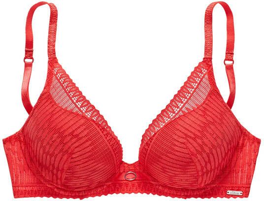 s.Oliver RED LABEL Beachwear Push-up-bh bedekt met modern kant in high-apex stijl lingerie