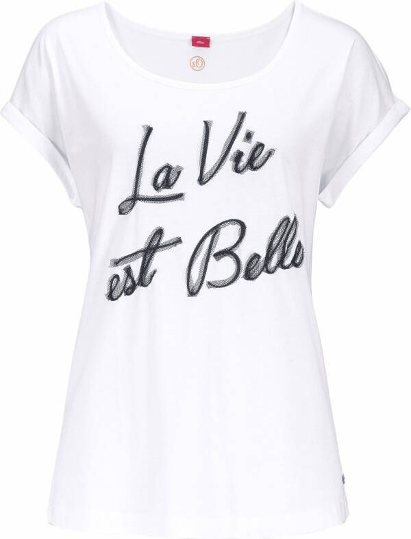 s.Oliver RED LABEL Beachwear Pyjama La Vie est Belle in zwart wit-design (2-delig 1 stuk)