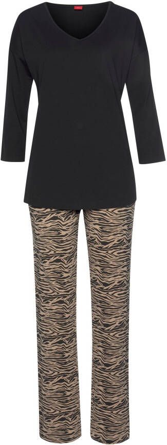 s.Oliver RED LABEL Beachwear Pyjama lange broek met animal-print (2-delig)