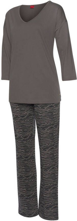 s.Oliver RED LABEL Beachwear Pyjama lange broek met animal-print (2-delig 1 stuk)