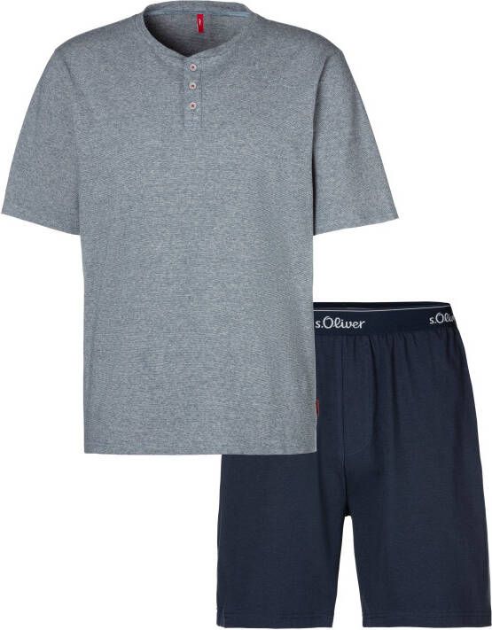 s.Oliver RED LABEL Beachwear Pyjama Top in gemêleerde look met knoopsluiting (2-delig 1 stuk)
