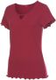 S.Oliver RED LABEL Beachwear T-shirt van geribde stof met rimpelrandjes - Thumbnail 4