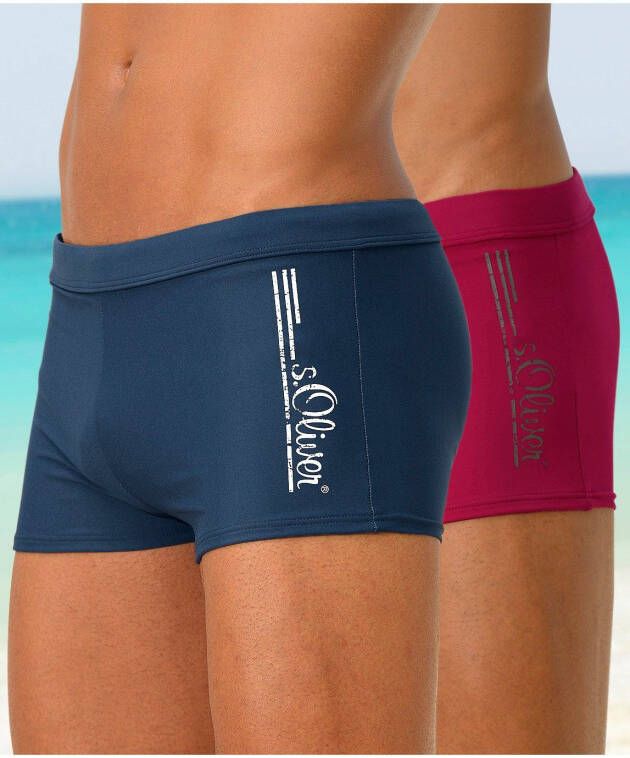s.Oliver RED LABEL Beachwear Zwemboxer met logo-opschrift in een coole used look