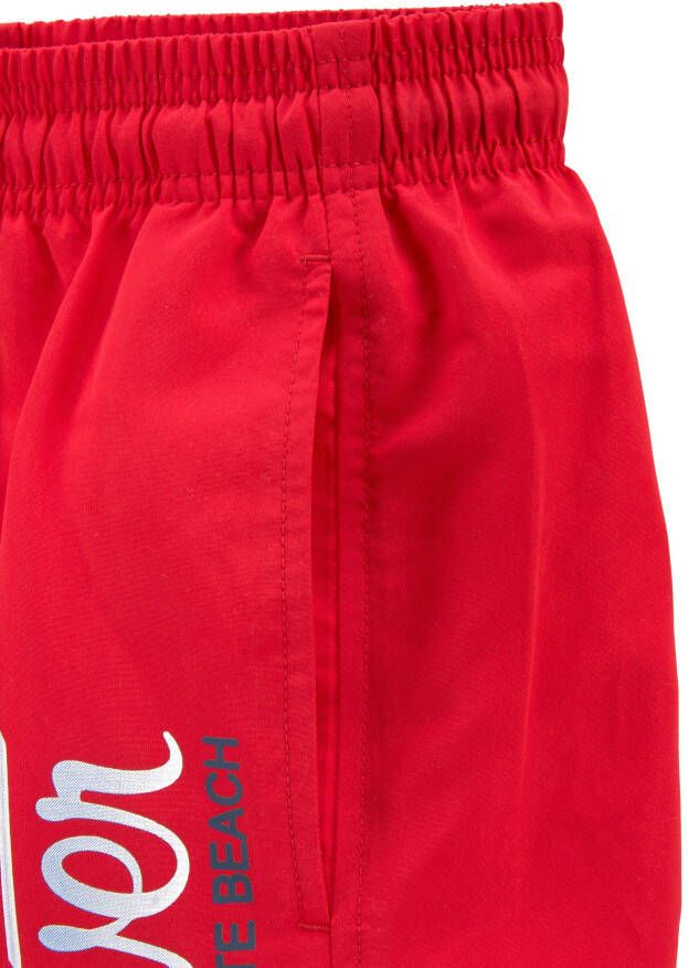 s.Oliver RED LABEL Beachwear Zwemshort met logoprint en contrastkleurige details