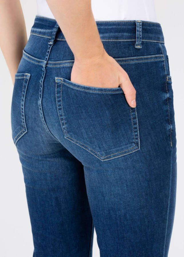 Stehmann Slim fit jeans PEGGY in een middenblauwe wassing met used-effecten