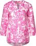 Street One blousetop met linnen en bladprint roze wit - Thumbnail 4