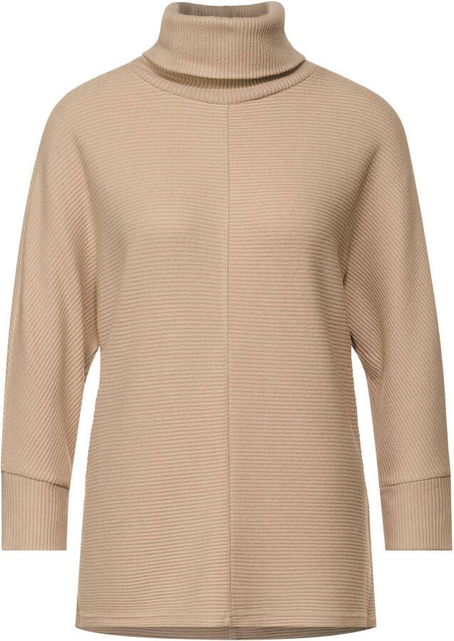 STREET ONE Colshirt met ribstructuur