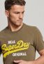 Superdry oversized T-shirt Real Original Overdyed met logo dark olive slub - Thumbnail 4