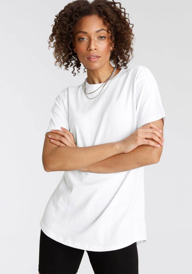 Tamaris Oversized shirt Korte mouwen wijde snit basic-stijl ronde hals