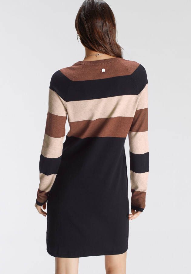 Tamaris Gebreide jurk casual look van katoenmix lange mouwen