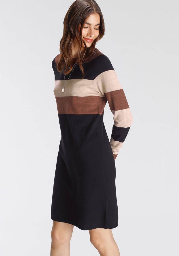 Tamaris Gebreide jurk casual look van katoenmix lange mouwen