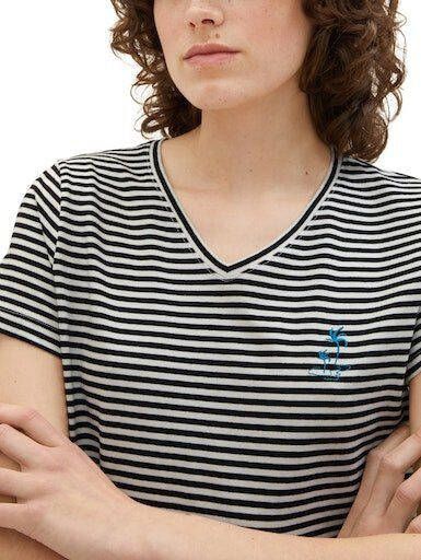 Tom Tailor T-shirt met strepen en borduursel
