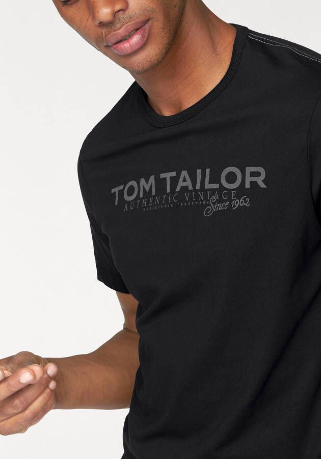 Tom Tailor Shirt met ronde hals met logoprint