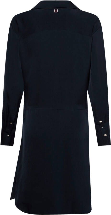 Tommy Hilfiger Avondjurk CREPE KNOTTED SHORT SHIRT DRESS met knoopdetail