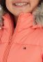 Tommy Hilfiger gewatteerde winterjas ESSENTIAL DOWN FUR van gerecycled polyester perzik Roze Meisjes Gerecycled polyester (duurzaam) Capuchon 128 - Thumbnail 5