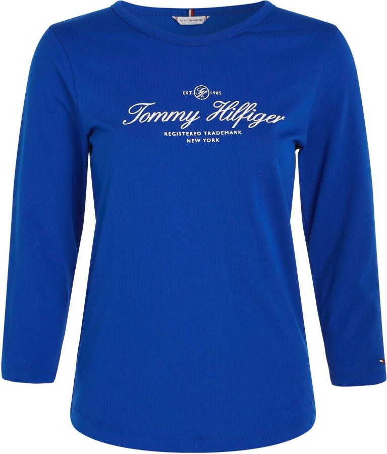 Tommy Hilfiger Shirt met lange mouwen SLIM SIGNATURE OPEN NK 3 4SLV met signature-logo-opschrift