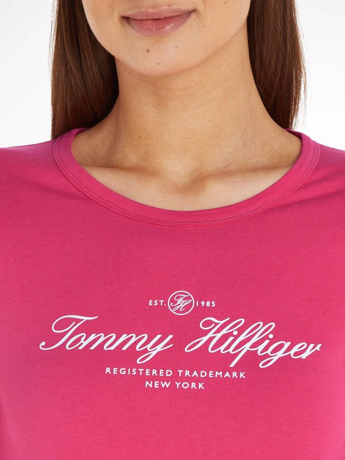 Tommy Hilfiger Shirt met lange mouwen SLIM SIGNATURE OPEN NK 3 4SLV met signature-logo-opschrift