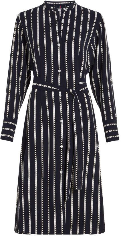 Tommy Hilfiger Shirtjurk ARGYLE STRIPE MIDI SHIRT DRESS met tailleriem