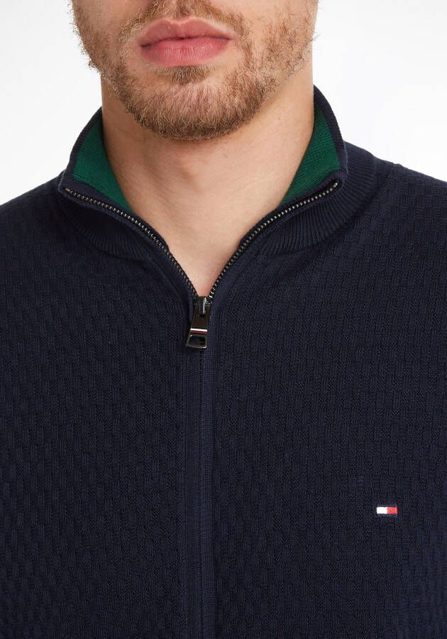 Tommy Hilfiger Sweater CROSS STRUCTURE ZIP THROUGH met structuurpatroon