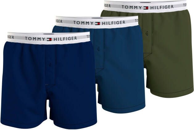 Tommy Hilfiger Underwear Geweven boxershort 3P WOVEN BOXER met elastische logo-band (3 stuks Set van 3)