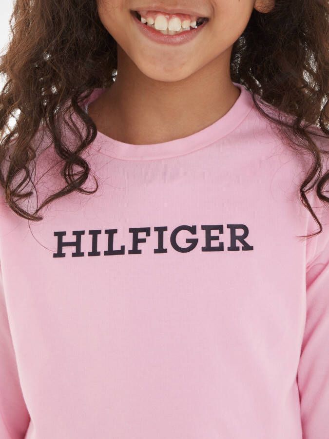 Tommy Hilfiger pyjama met logo roze donkerblauw Meisjes Stretchkatoen Ronde hals 152-164 - Foto 2
