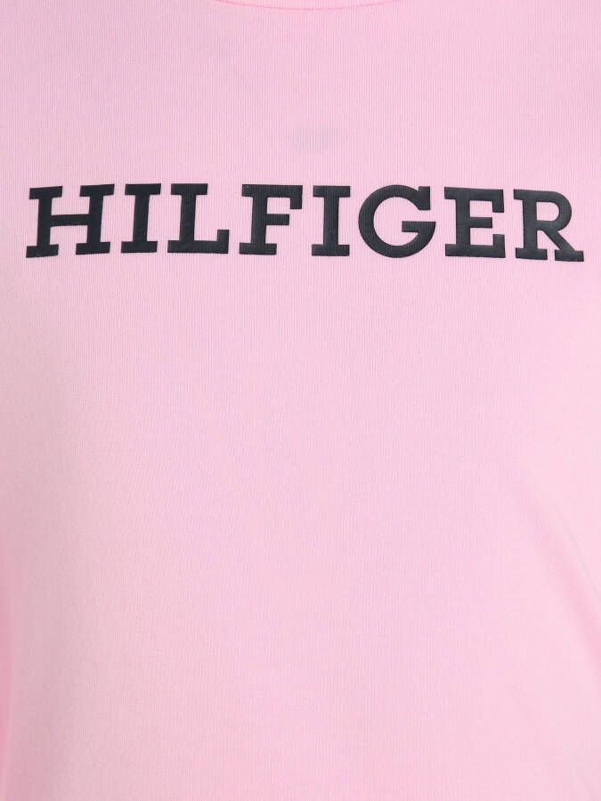 Tommy Hilfiger pyjama met logo roze donkerblauw Meisjes Stretchkatoen Ronde hals 152-164 - Foto 4