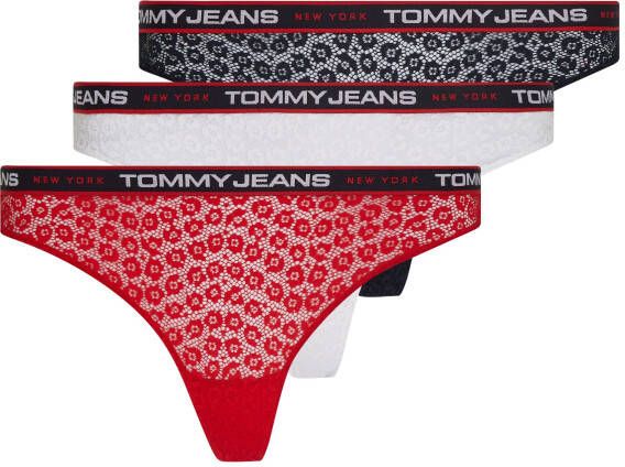 Tommy Hilfiger Underwear T-string TJ 3P THONG LACE met elastische band (3 stuks Set van 3)