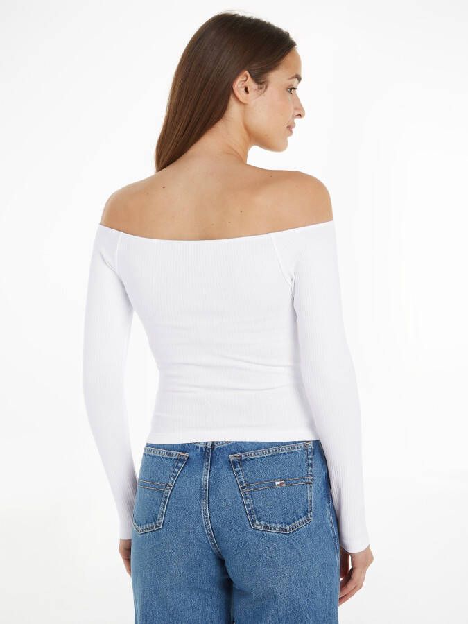 Tommy Jeans Strapless shirt met lange mouwen en labelstitching