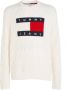 Tommy Jeans Gebreide Crewneck Pullover met Vlag Logo White Heren - Thumbnail 4