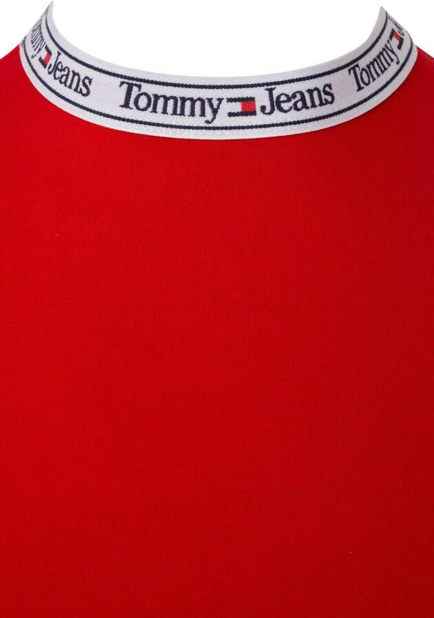 TOMMY JEANS Jerseyjurk TJW LS LOGO BODYCON DRESS met logo & zijsplit