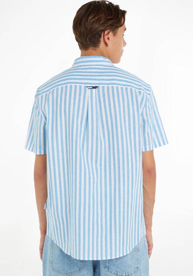 TOMMY JEANS Linnen overhemd TJM RLX SS STRIPE LINEN SHIRT in gestreepte look