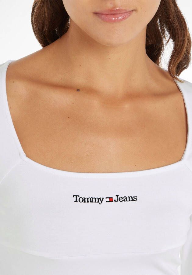 TOMMY JEANS Mini-jurk TJW SERIF LINEAR LS BODYCON met hoekige hals