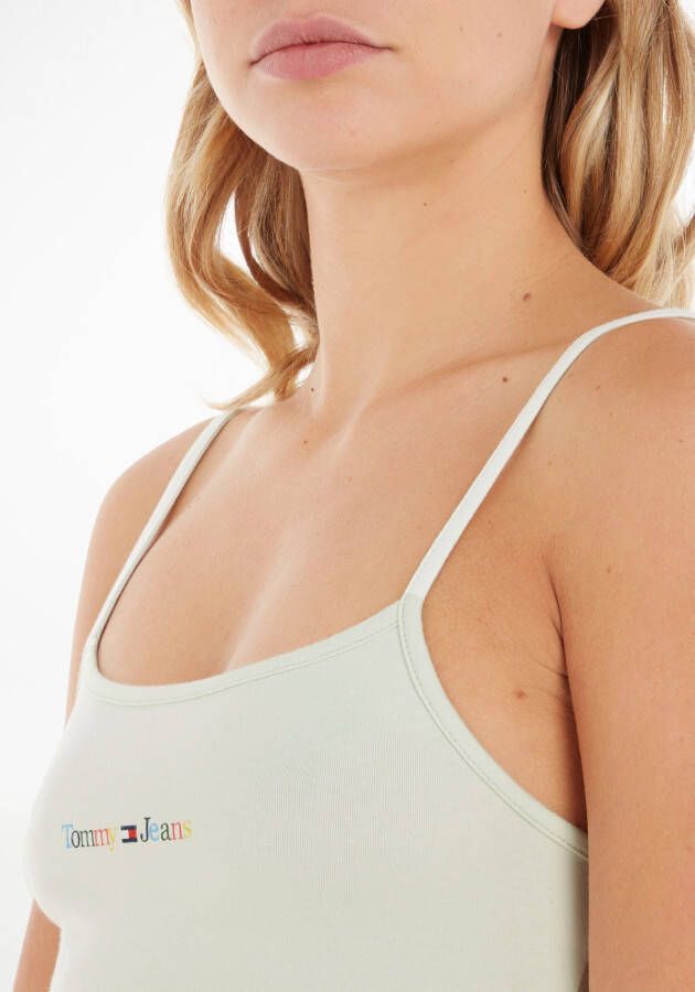 TOMMY JEANS Top TJW BBY COLOR LINEAR STRAP TOP met veelkleurig logo-opschrift