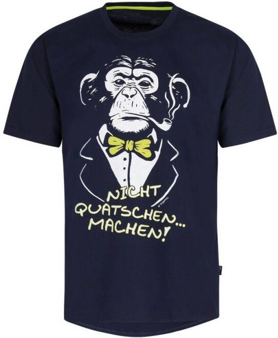 Trigema T-shirt met apenmotief en quote (1-delig)