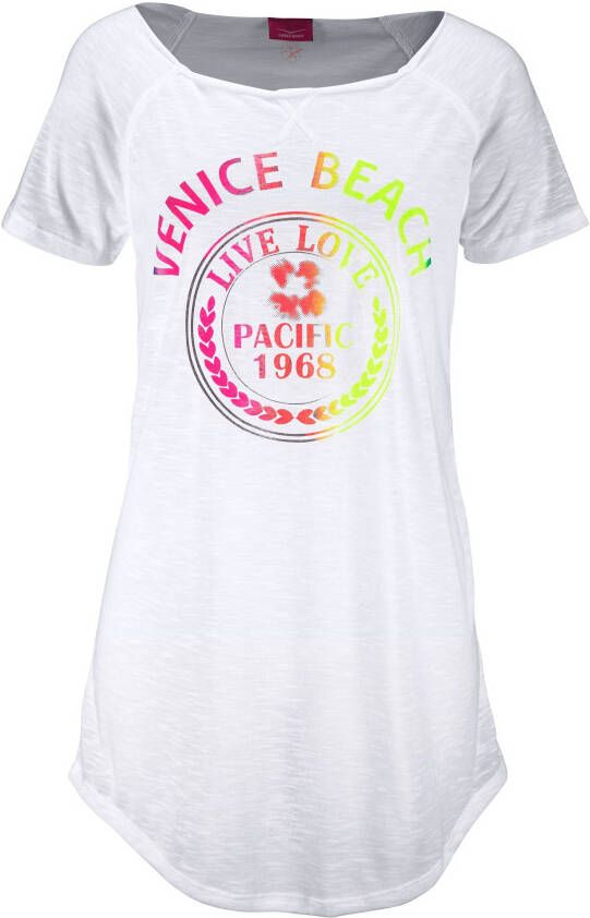 Venice Beach Lang shirt met print aan de voorkant overhemdblouse strandjurk licht en luchtig