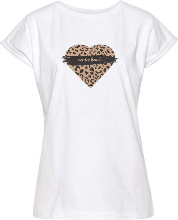 Venice Beach Shirt met korte mouwen met print op de voorzijde katoenen t-shirt losse pasvorm