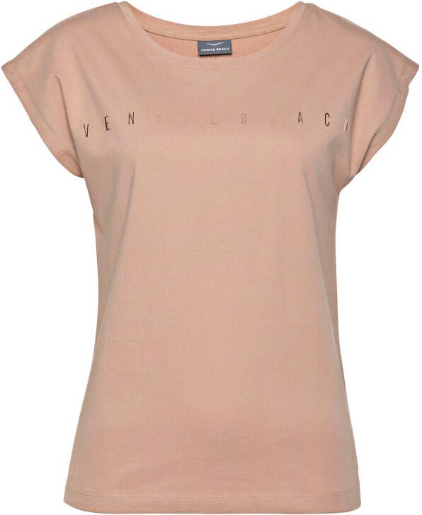 Venice Beach Shirt met korte mouwen t-shirt van katoen met glanzende logoprint