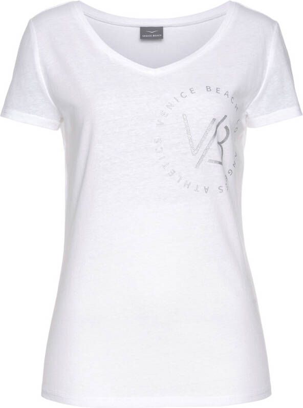 Venice Beach Shirt met V-hals met logoprint