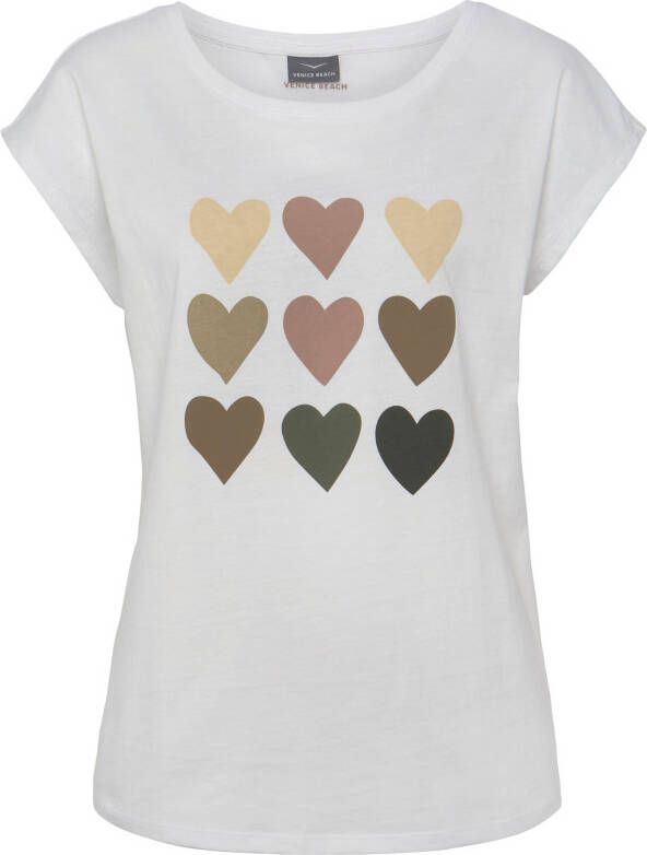 Venice Beach T-shirt met hartjes print katoenen shirt met korte mouwen basic